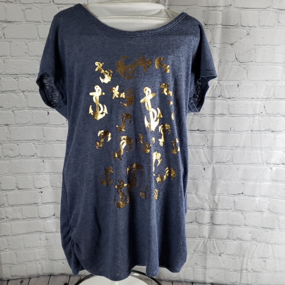 Blue nautical maternity shirt